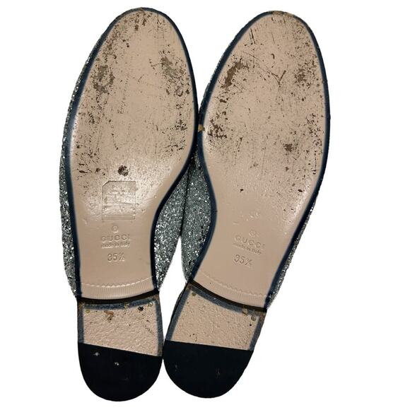 Gucci Silver Glitter Princeton Horsebit Slide Mule Loafers 5.5 - Picture 12 of 13